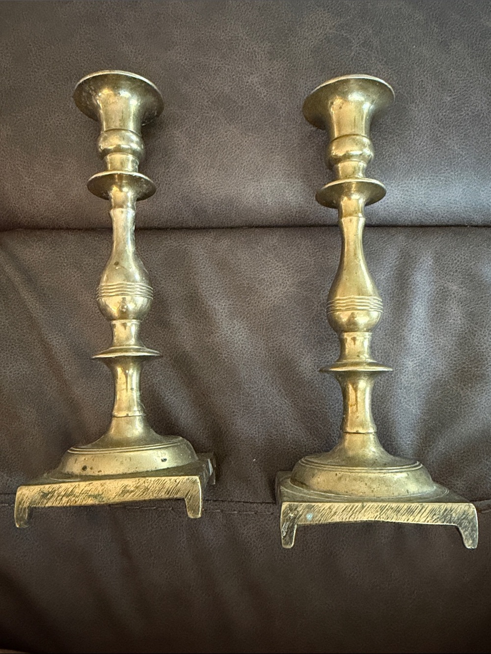 Antique-Style Brass Candle Holders - Brass Finish